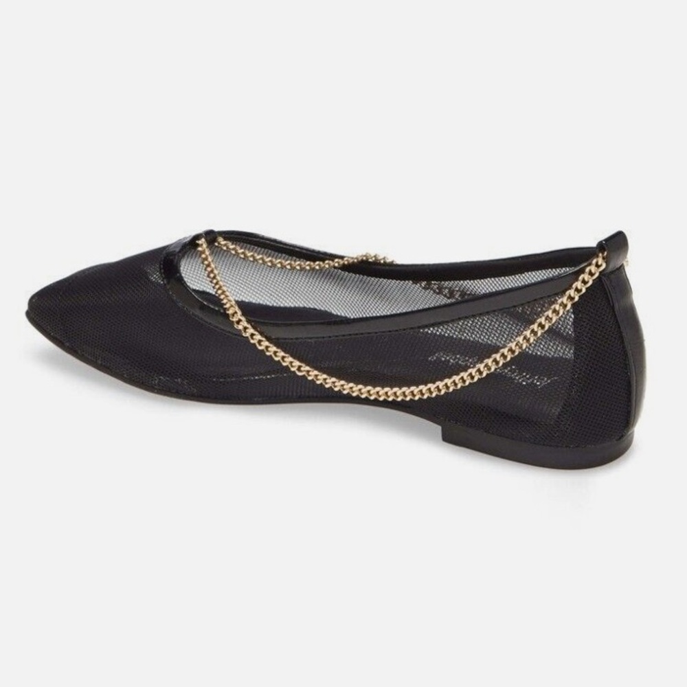 JEFFREY CAMPBELL GERALDINE BLACK MESH GOLD
CHAIN BALLET FLATS SIZE 6 - Picture 8 of 11